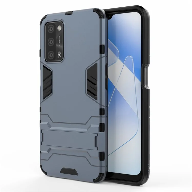 2 in 1 Kickstand Protector Plastic + TPU Hybrid Cover for Oppo A55 5G / A16 - Blue