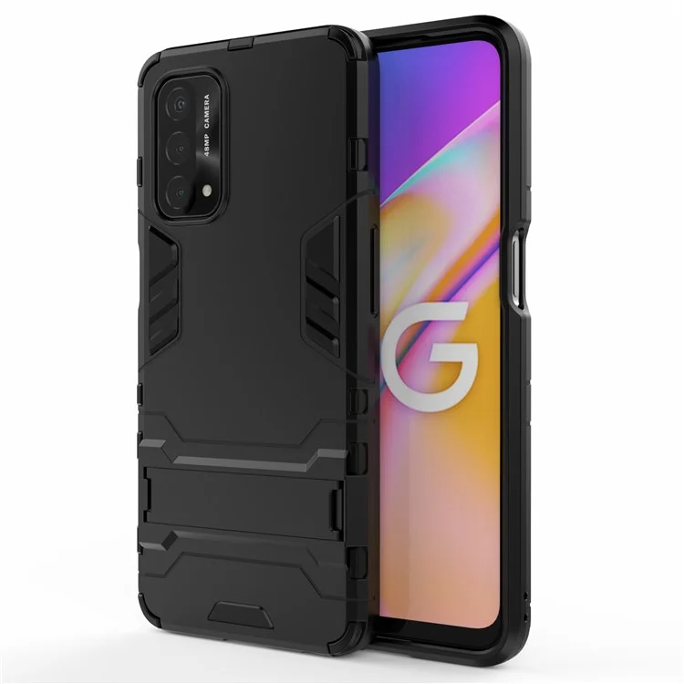 2 in 1 Copertutto di Protezione da Cavalletto + Copertura Ibrida TPU Per Oppo A93 5G - Nero