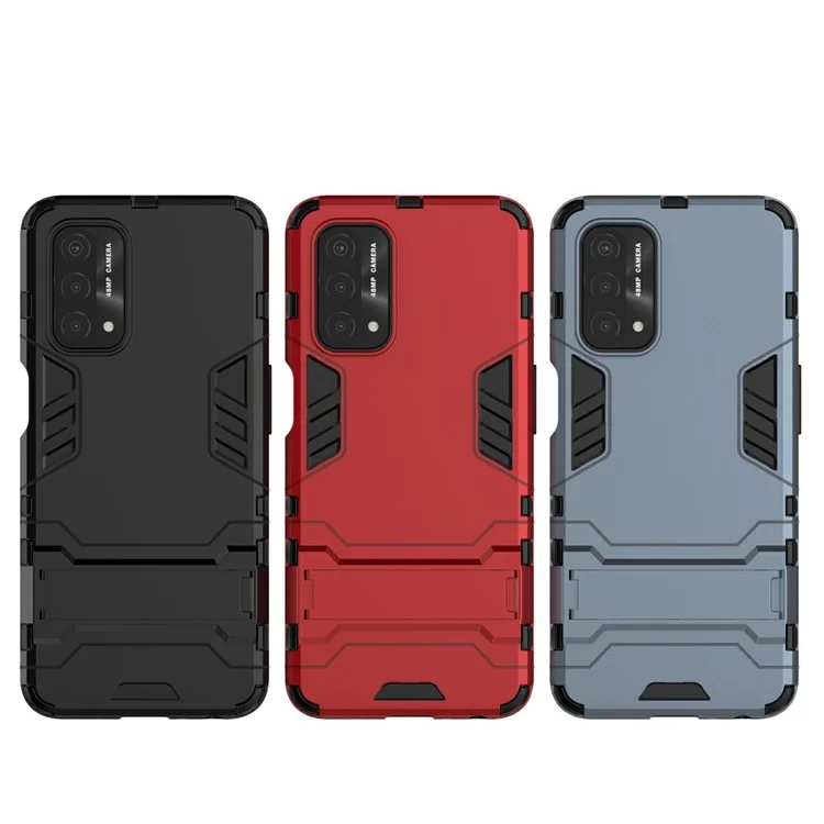 2 in 1 Copertutto di Protezione da Cavalletto + Copertura Ibrida TPU Per Oppo A93 5G - Nero