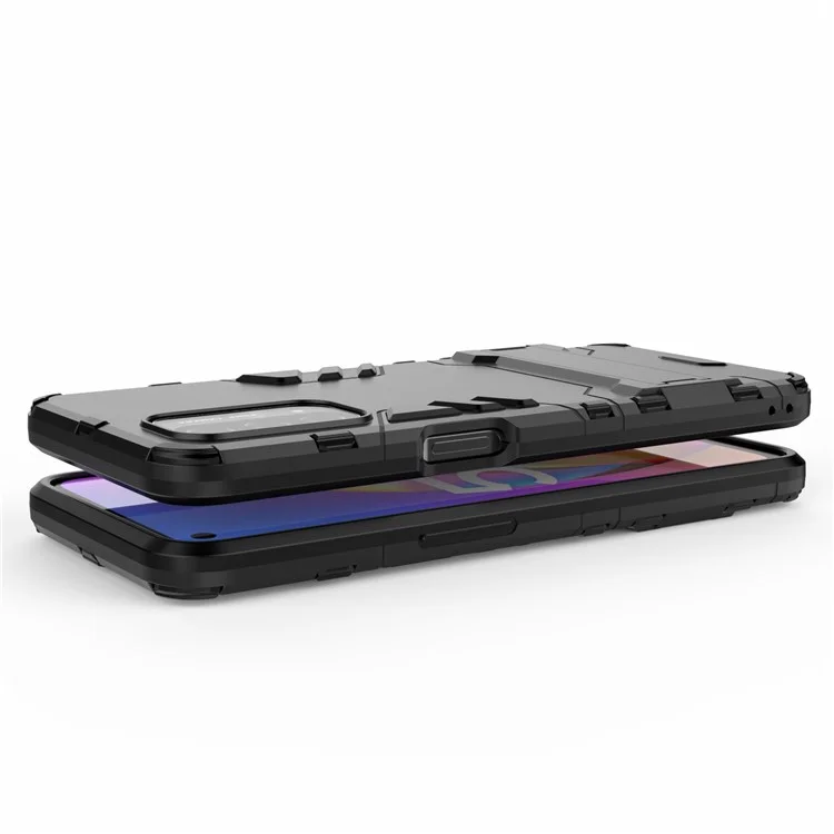 2 in 1 Copertutto di Protezione da Cavalletto + Copertura Ibrida TPU Per Oppo A93 5G - Nero