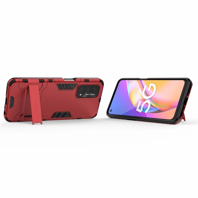 2 en 1 Kickstand Protector Plastic + TPU Hybrid Cover Pour Oppo A93 5G - Rouge