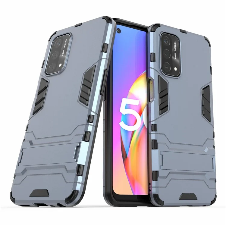 2 in 1 Kickstand Protector Plastic + TPU Hybrid Cover for Oppo A93 5G - Blue