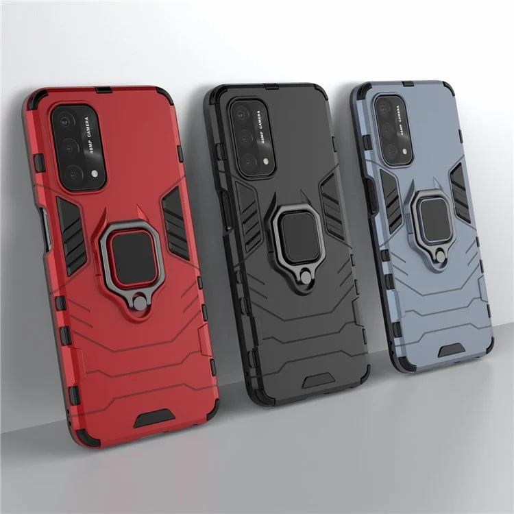 Гибридный чехол для телефона Cool Guard PC + TPU с подставкой для Oppo A93 5G - черный