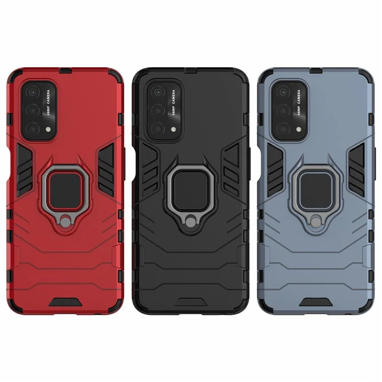 Гибридный чехол для телефона Cool Guard PC + TPU с подставкой для Oppo A93 5G - черный