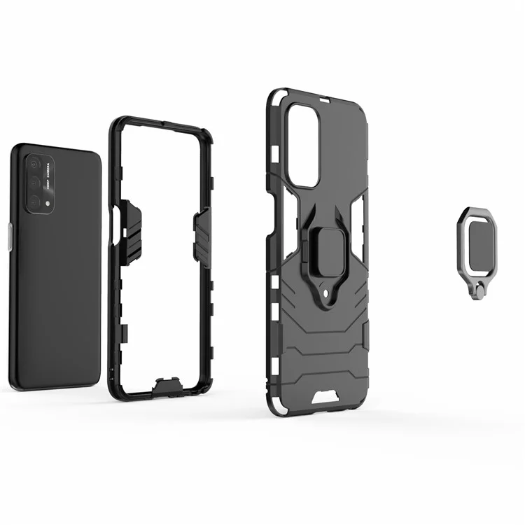 Гибридный чехол для телефона Cool Guard PC + TPU с подставкой для Oppo A93 5G - черный