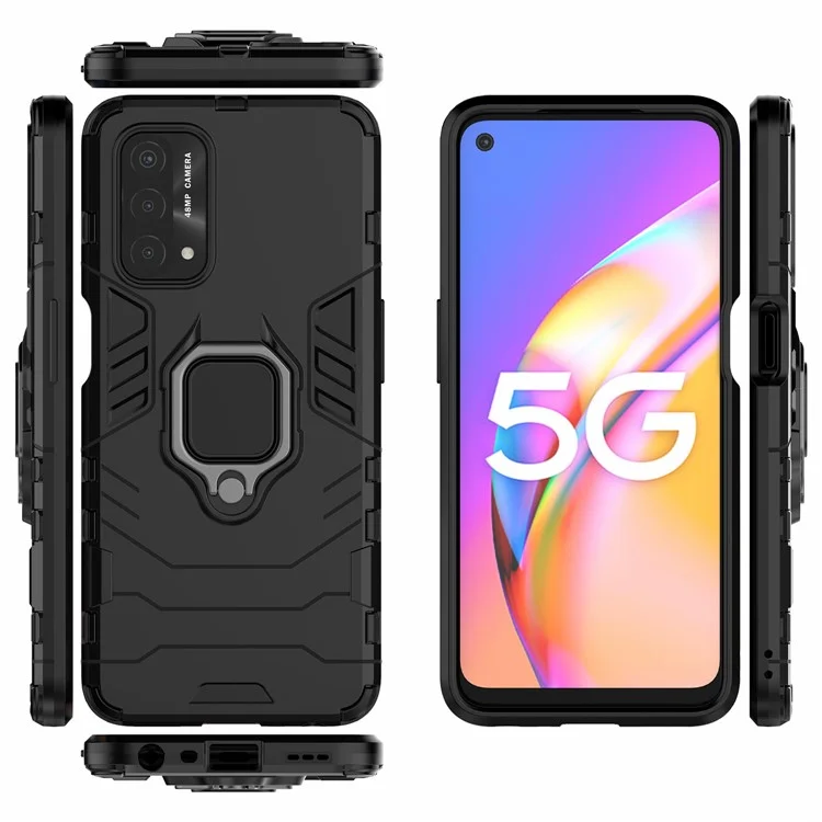Гибридный чехол для телефона Cool Guard PC + TPU с подставкой для Oppo A93 5G - черный