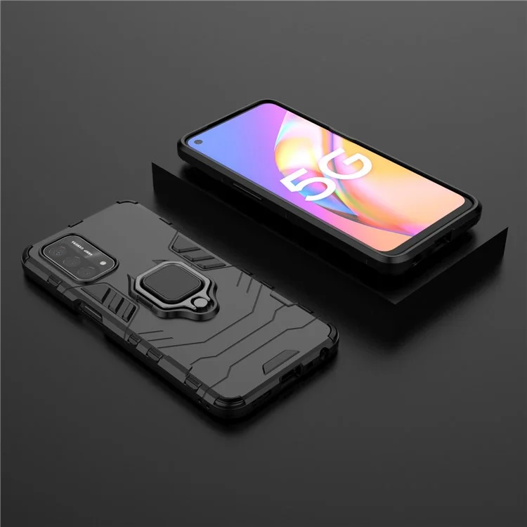 Гибридный чехол для телефона Cool Guard PC + TPU с подставкой для Oppo A93 5G - черный