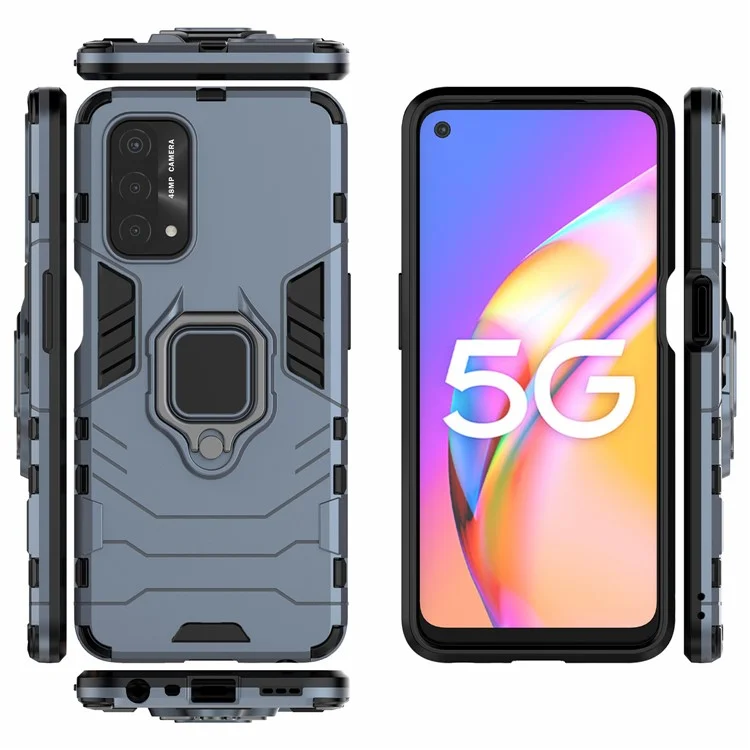 Cool Guard PC + TPU Hybrid Phone Cover with Kickstand for Oppo A93 5G - Blue