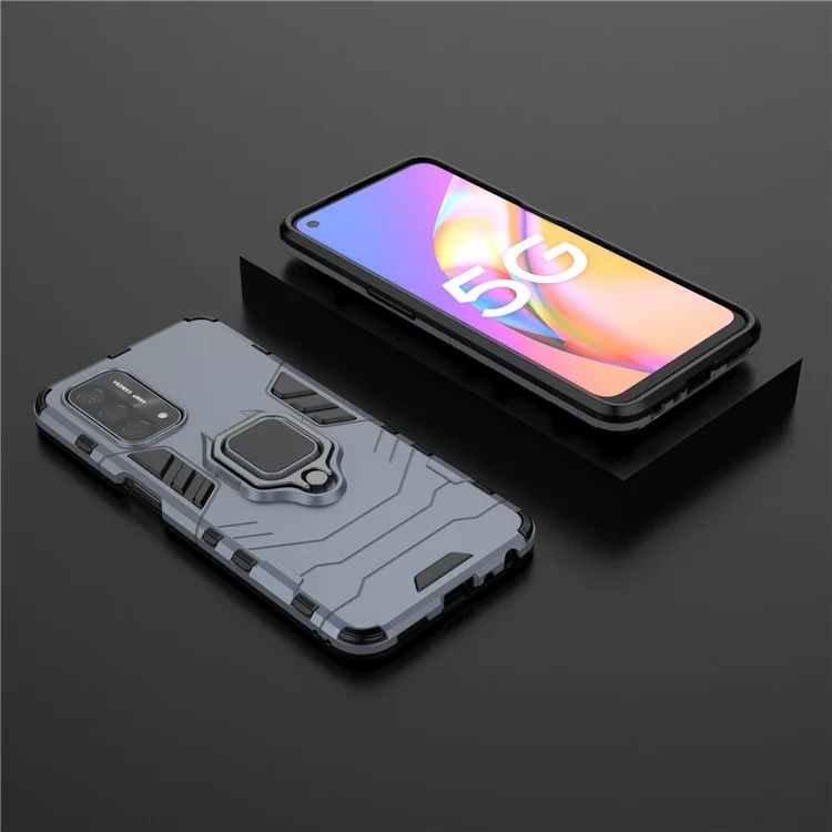 Cool Guard PC + TPU Hybrid Phone Cover with Kickstand for Oppo A93 5G - Blue