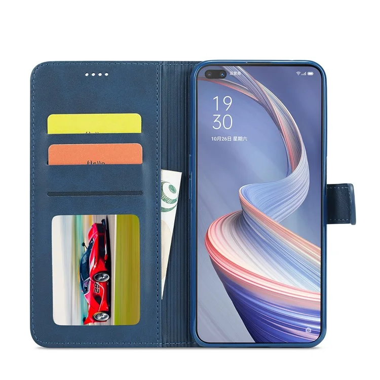 Lc.. IMEEKE Starke Automatisch Absorbierte Geschäftsart-Leder-Telefon-Abdeckungsschale Für Oppo Reno4 Z 5g / OPPO A92S. - Blau