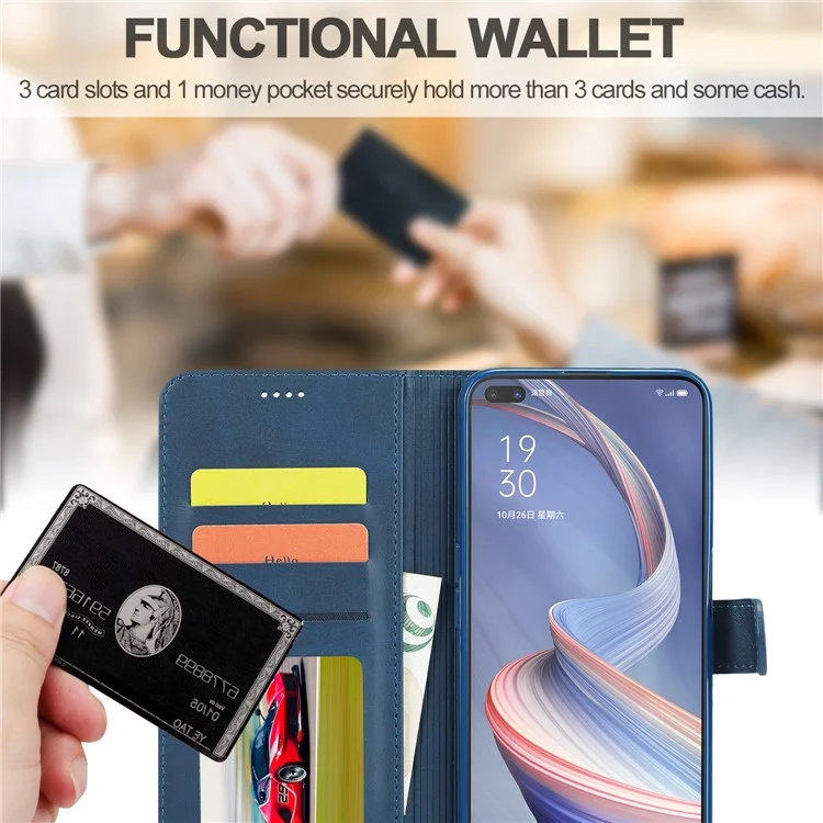 Carta De Crédito. Imeeke Strong Auto - Attracted Business Style Dermis Mobile Case For Oppo Reno 4 Z 5G / Oppo A92s - Azul