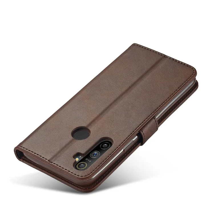 LC.IMEEKE Wallet Stand Leather Shell Phone Cover Case for Realme C3/Realme 5/Realme 5s/Realme 5i/C3i(With the Fingerprint Hole)/Realme 6i(Philippines Version)/Realme Narzo - Brown