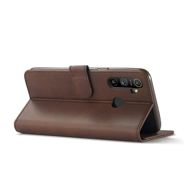 Lc. Imeeke Wallet Stand Leather Shell Téléphone Couverture de Téléphone Pour Realme c3 / Realme 5 / Realme 5s / Realme 5i / C3i (avec le Trou D'empreinte Digitale) / Realme 6i (version Philippines) / Realme Narzo - Brun