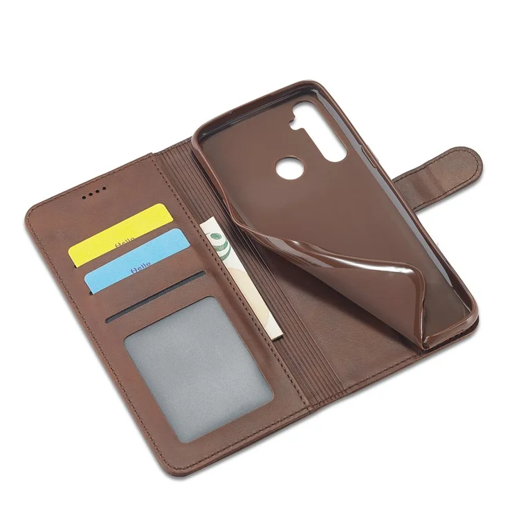 Lc. Imeeke Wallet Stand Stand Leather Shell Cover Cover Cover Для Realme C3/Realme 5/Realme 5s/realme 5i/c3i (с Отверстием Отпечатков Пальцев)/realme 6i (версия Филиппин)/realme Narzo - Коричневый