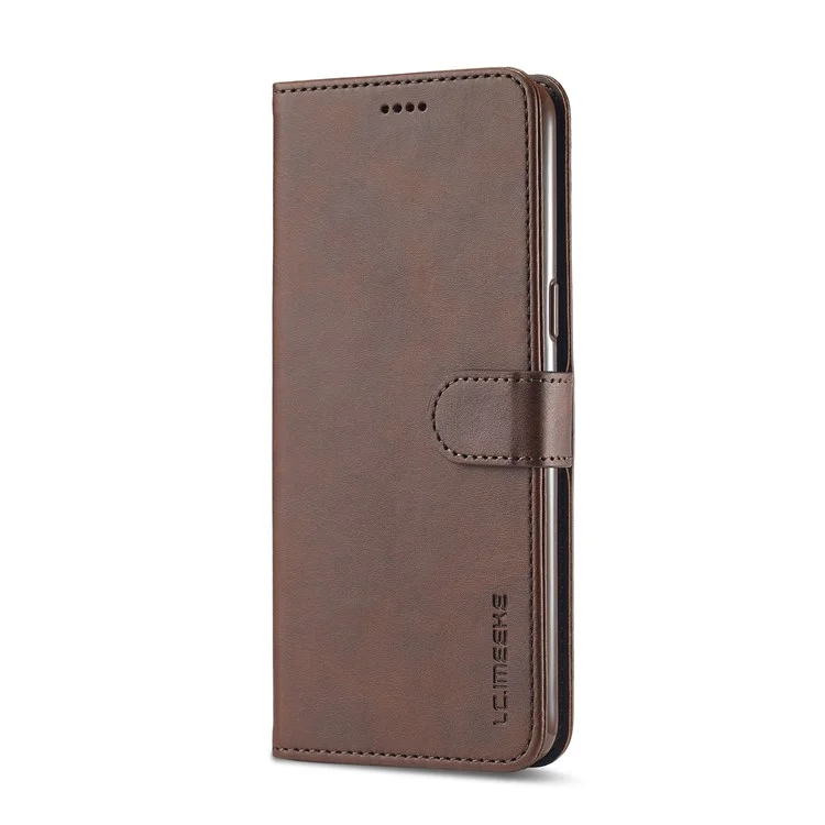 LC.IMEEKE Wallet Stand Leather Shell Phone Cover Case for Realme C3/Realme 5/Realme 5s/Realme 5i/C3i(With the Fingerprint Hole)/Realme 6i(Philippines Version)/Realme Narzo - Brown