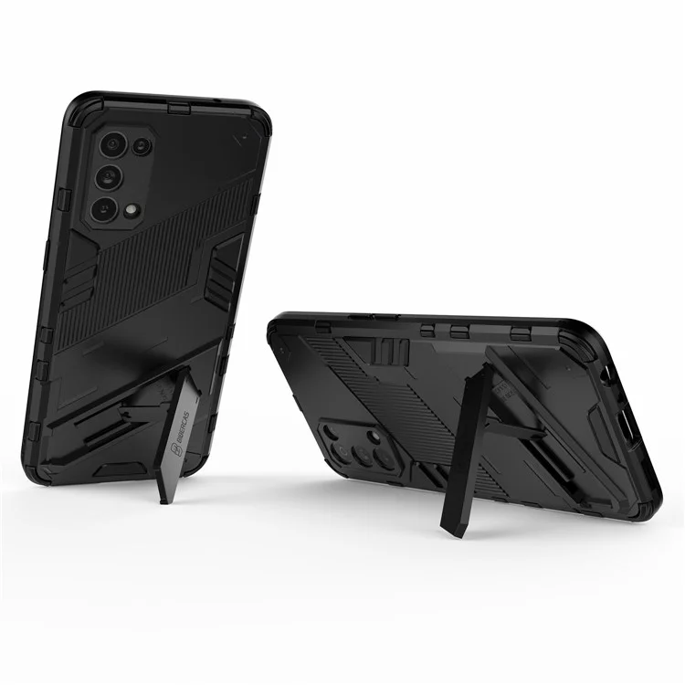 Schockproofes PC + TPU Hybrid -telefonhülle Mit Kickstand Für Oppo Reno5 5G/Reno5 4G/Reno5 K/Find X3 Lite - Schwarz