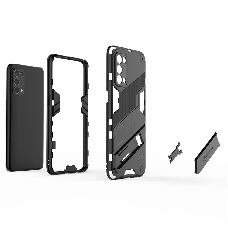 Capa de Capa de Telefone Híbrida PC + TPU à Prova de Choque Com Kickstand Para Oppo Reno5 5g/reno5 4g/rene5 K/find X3 Lite - Preto