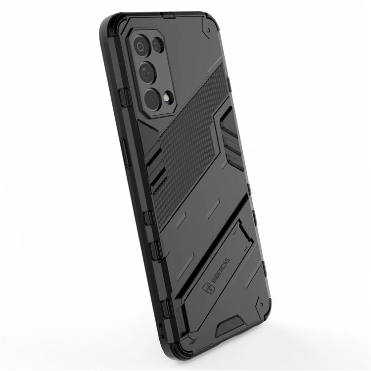 Capa de Capa de Telefone Híbrida PC + TPU à Prova de Choque Com Kickstand Para Oppo Reno5 5g/reno5 4g/rene5 K/find X3 Lite - Preto