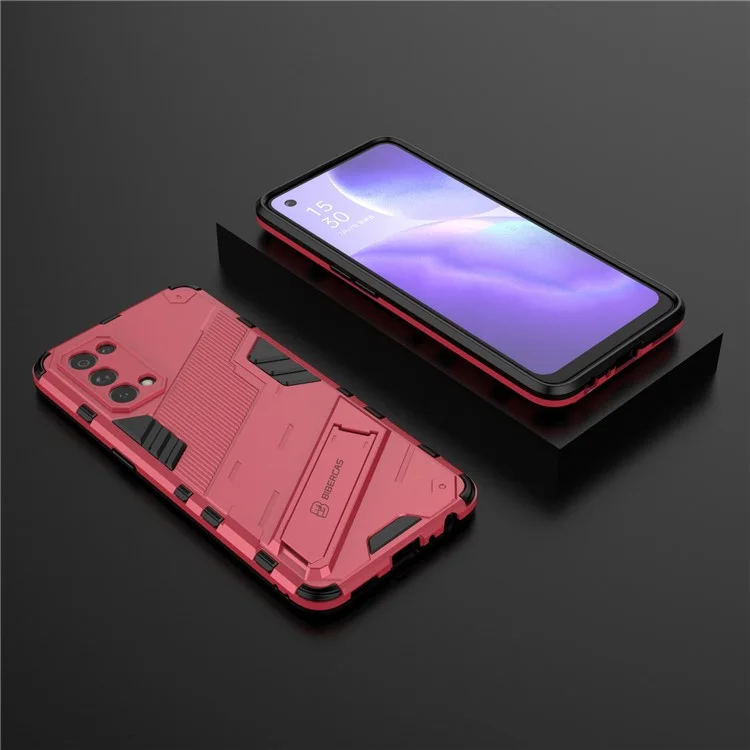 Shockproof PC + TPU Hybrid Phone Case Cover with Kickstand for Oppo Reno5 5G/Reno5 4G/Reno5 K/Find X3 Lite - Rose