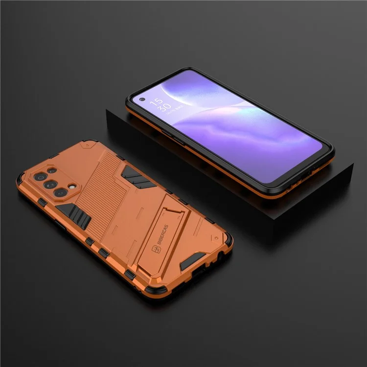 Shockproof PC + TPU Hybrid Phone Case Cover with Kickstand for Oppo Reno5 5G/Reno5 4G/Reno5 K/Find X3 Lite - Orange