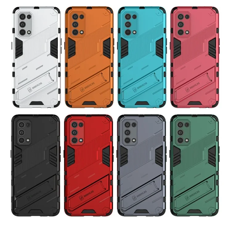 Shockproof PC + TPU Hybrid Phone Case Cover with Kickstand for Oppo Reno5 5G/Reno5 4G/Reno5 K/Find X3 Lite - Orange