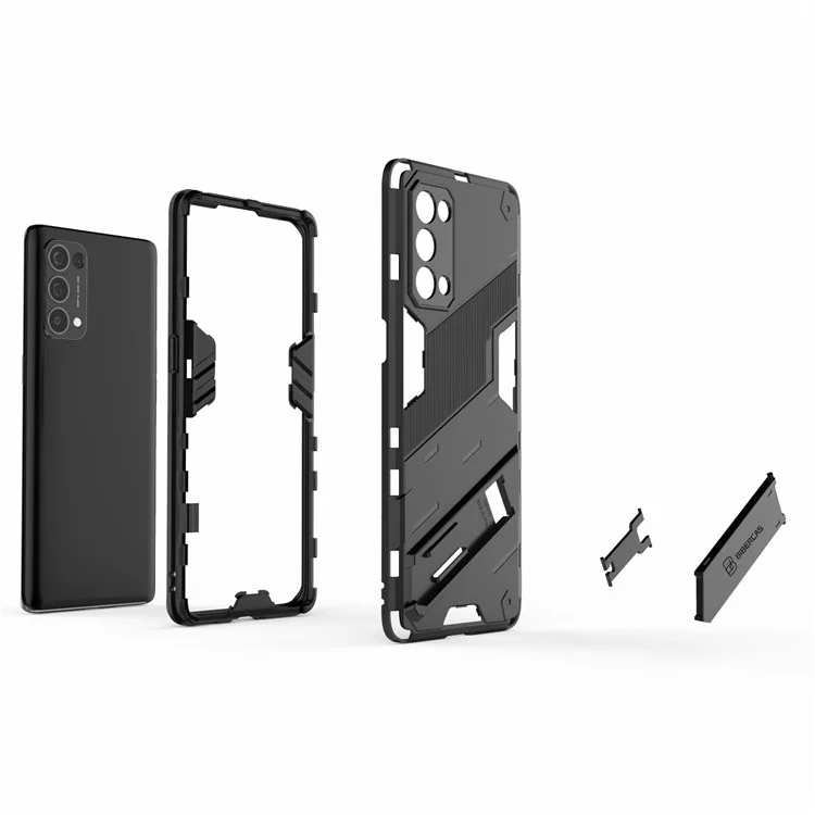 Capa de Capa de Telefone Híbrida PC + TPU à Prova de Choque Com o Kickstand Para Oppo Reno5 Pro 5G - Preto