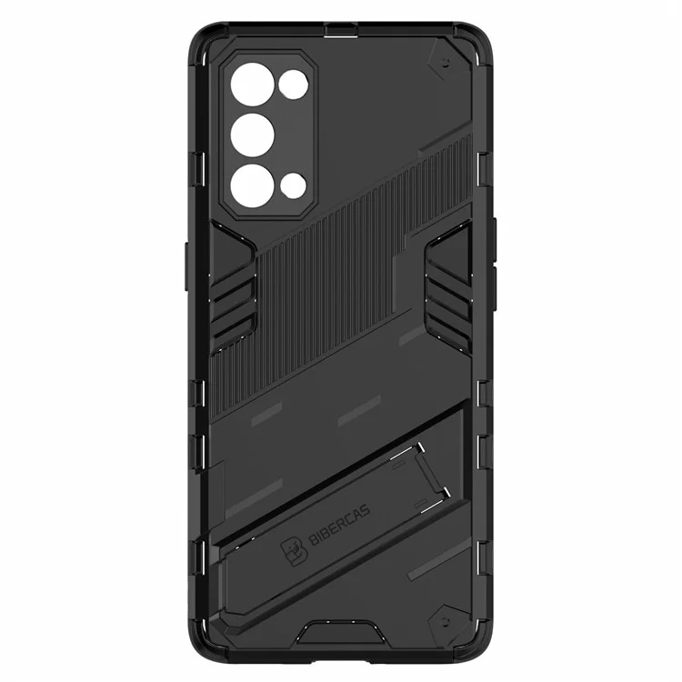 Capa de Capa de Telefone Híbrida PC + TPU à Prova de Choque Com o Kickstand Para Oppo Reno5 Pro 5G - Preto