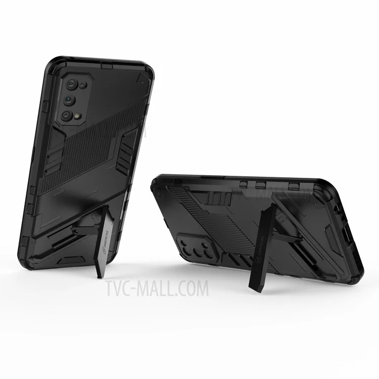 Shockproof PC + TPU Hybrid Phone Case Cover with Kickstand for Realme 7 Pro - White