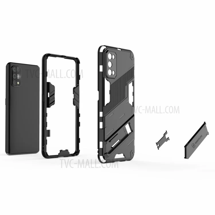 Shockproof PC + TPU Hybrid Phone Case Cover with Kickstand for Realme 7 Pro - White