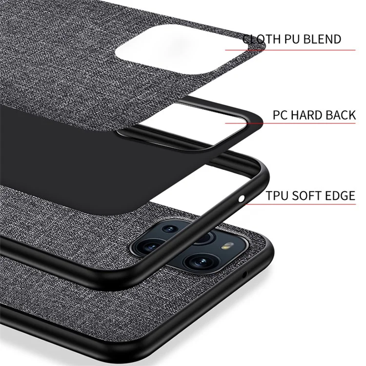 Полная Защитная Ткань с Покрытием TPU + PC Hybrid Phone Cover Для Oppo Find X3 - Серый