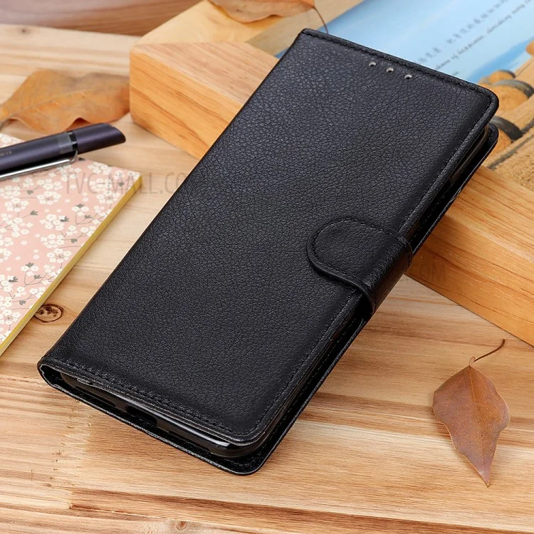 Wallet Stand Design Folio Flip Litchi Skin Leather Case Protective Shell for Oppo Find X3/Find X3 Pro - Black