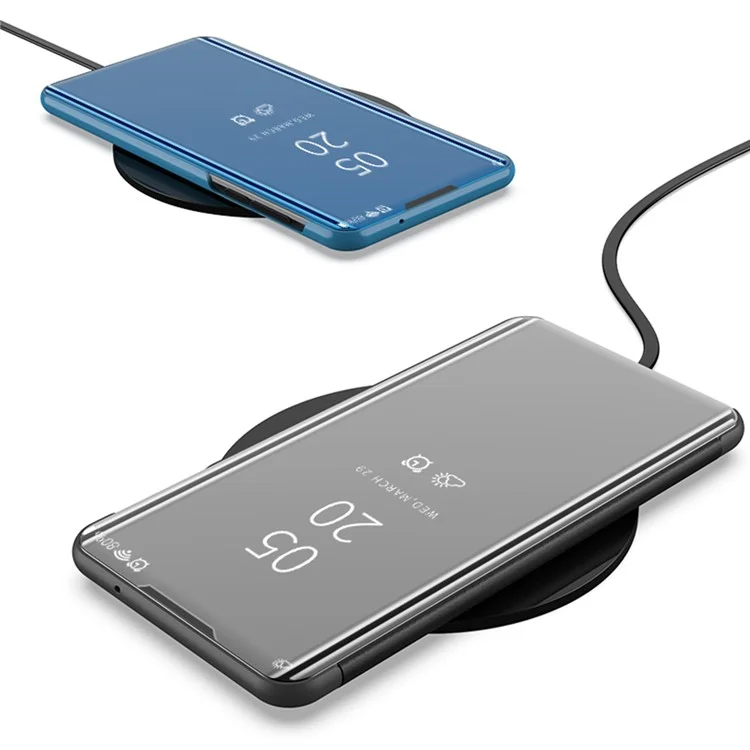Étui de téléphone en cuir avec surface de miroir plaquée pour OPPO Find X3/X3 Pro - Noir