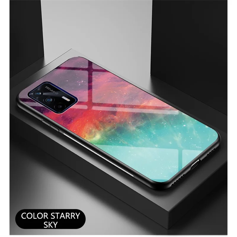 Starry Sky Pattern Tempered Glass Anti-Scratch Hybrid Cell Phone Case for Realme GT 5G - Color Sky