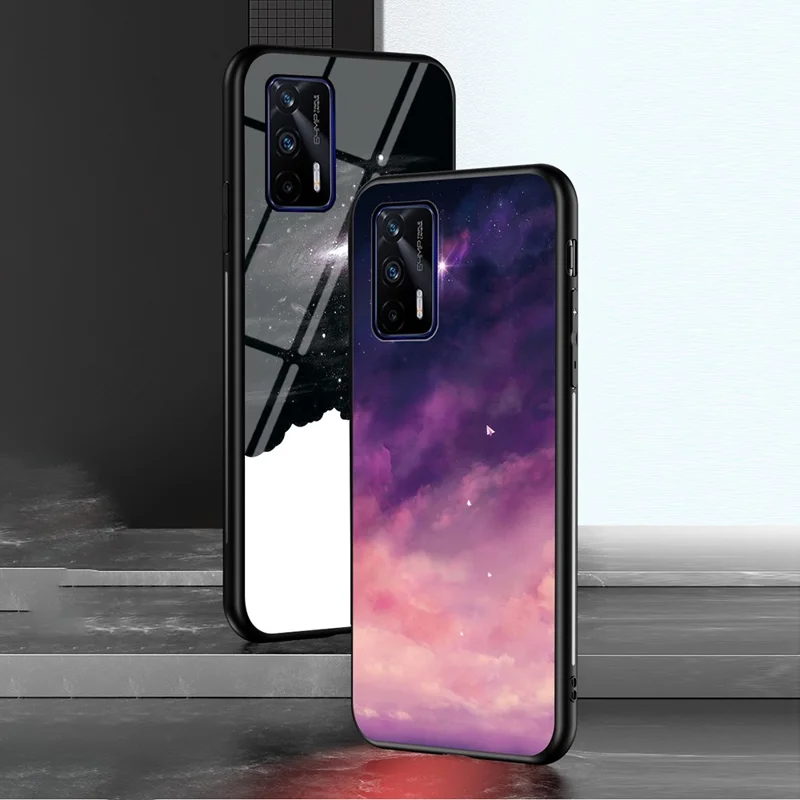 Starry Sky Pattern Tempered Glass Anti-Scratch Hybrid Cell Phone Case for Realme GT 5G - Color Sky