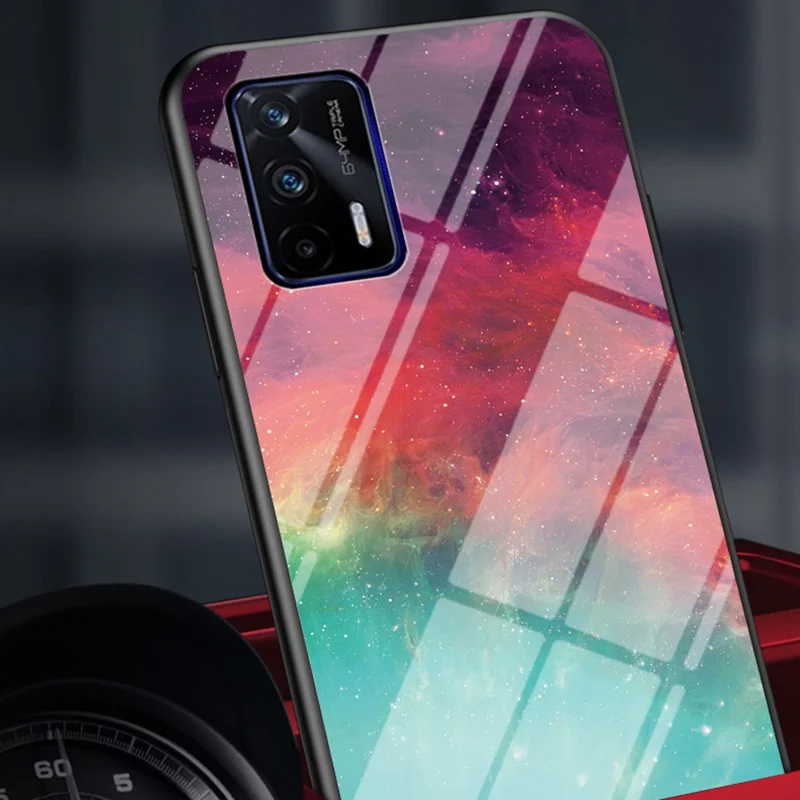 Starry Sky Pattern Tempered Glass Anti-Scratch Hybrid Cell Phone Case for Realme GT 5G - Color Sky
