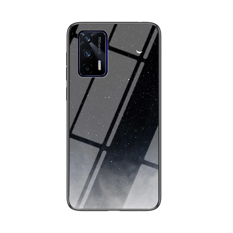 Starry Sky Pattern Tempered Glass Anti-Scratch Hybrid Cell Phone Case for Realme GT 5G - Black Starry