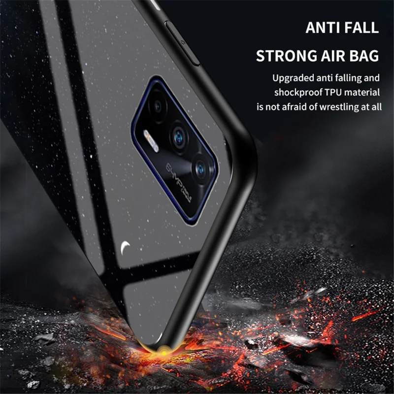 Starry Sky Pattern Tempered Glass Anti-Scratch Hybrid Cell Phone Case for Realme GT 5G - Black Starry