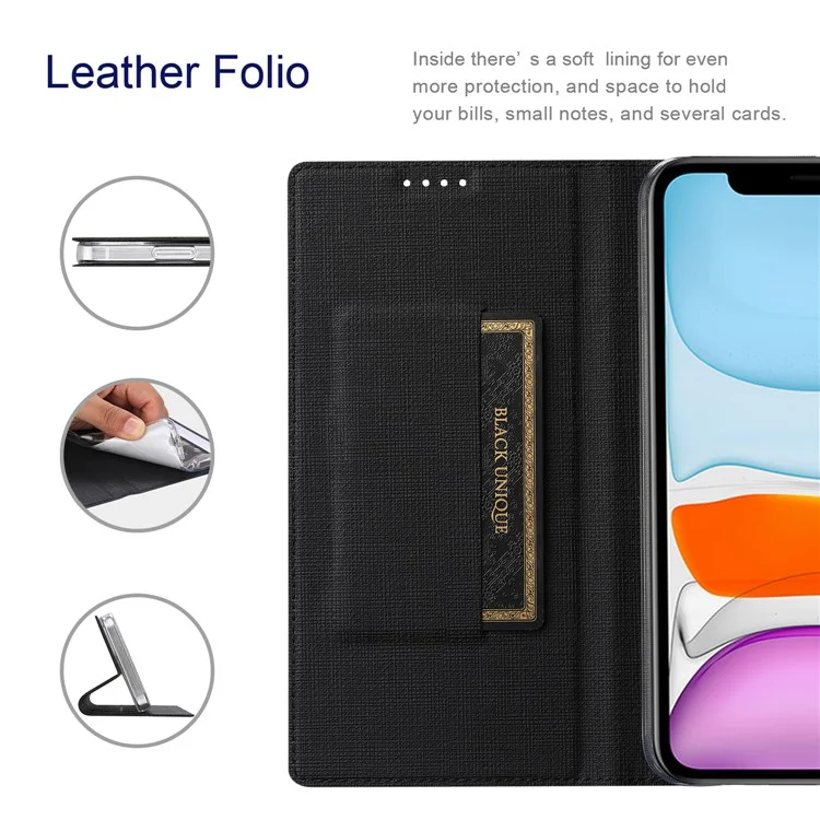 VILI DMX Series Card Holder Design Leather Stand Phone Cover Case for Oppo Find X3 Pro - Black