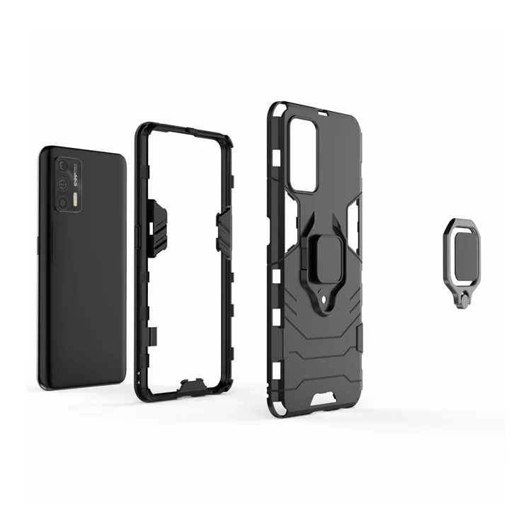 Cool Guard PC + TPU Combu Cominado Cubierta Del Teléfono Con Kickstand Para Realme GT 5G - Negro