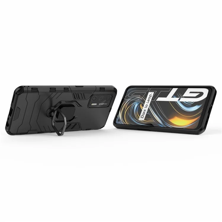 Cool Guard PC + TPU Combo Hybrid Handyhülle mit Ständer für Realme GT 5G - Schwarz