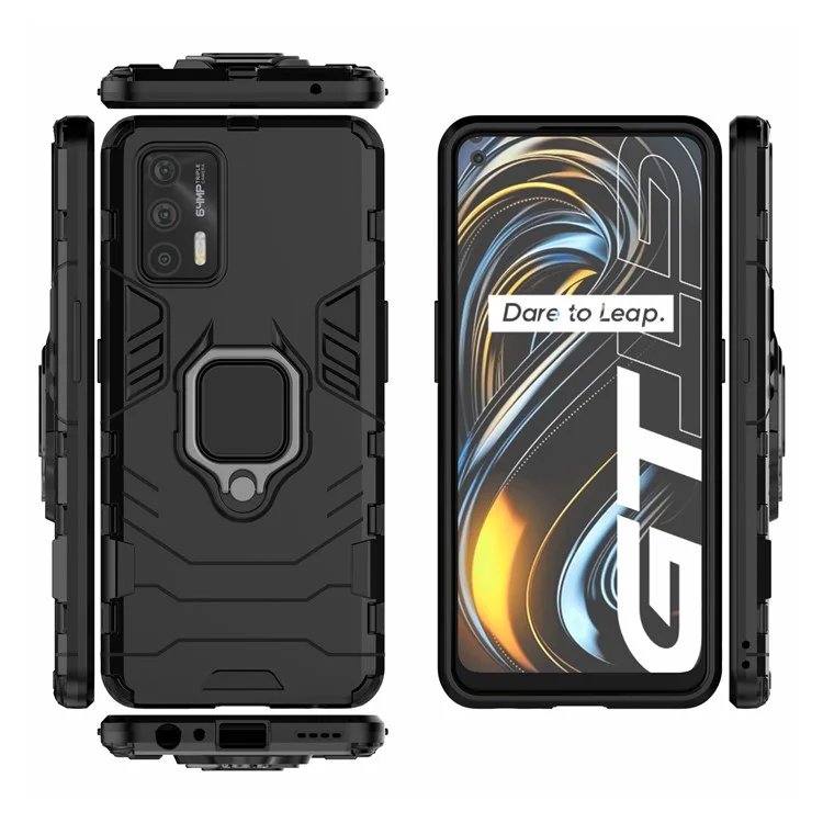 Cool Guard PC + TPU Combu Cominado Cubierta Del Teléfono Con Kickstand Para Realme GT 5G - Negro