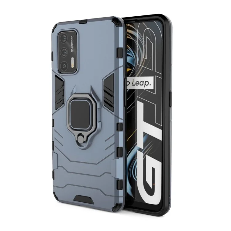 Cool Guard PC + TPU Combo Hybrid Phone Cover Case with Kickstand for Realme GT 5G - Blue