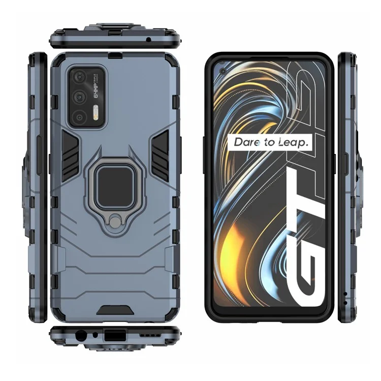 Cool Guard PC + TPU Combo Hybrid Phone Cover Case with Kickstand for Realme GT 5G - Blue