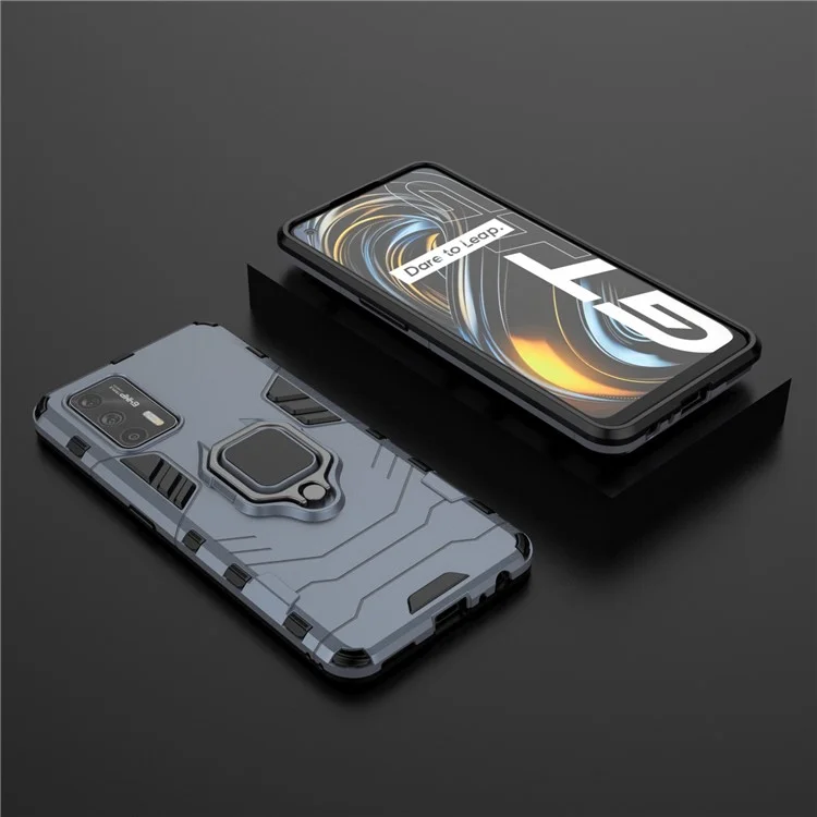 Cool Guard PC + TPU Combo Hybrid Phone Cover Case with Kickstand for Realme GT 5G - Blue