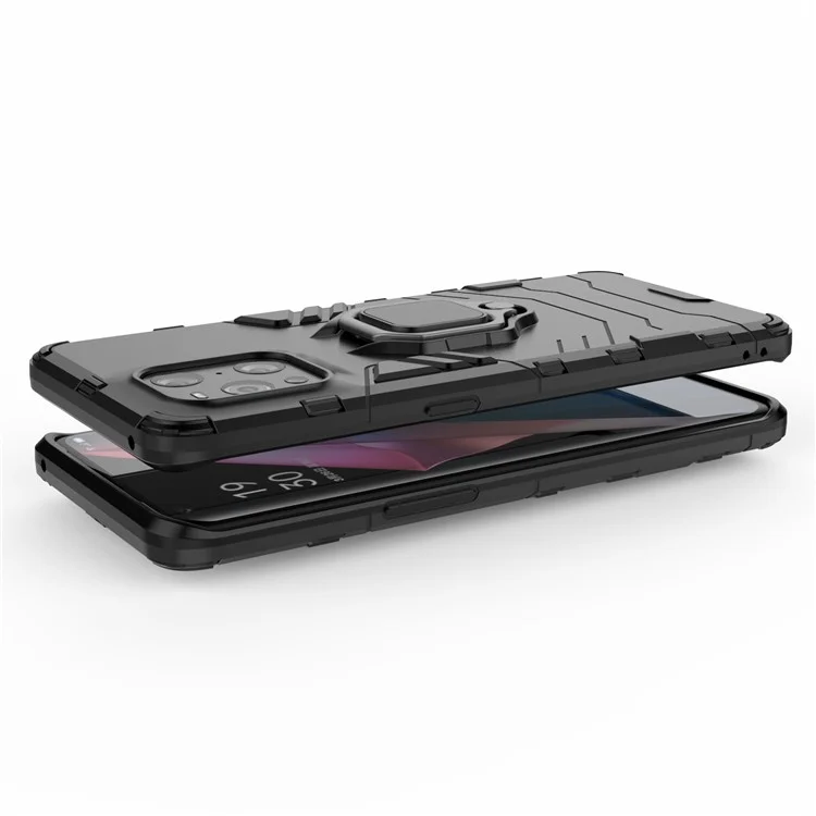 Custodia ibrida per telefono Cool Guard PC + TPU Combo Kickstand per Oppo Find X3/X3 Pro - Nera