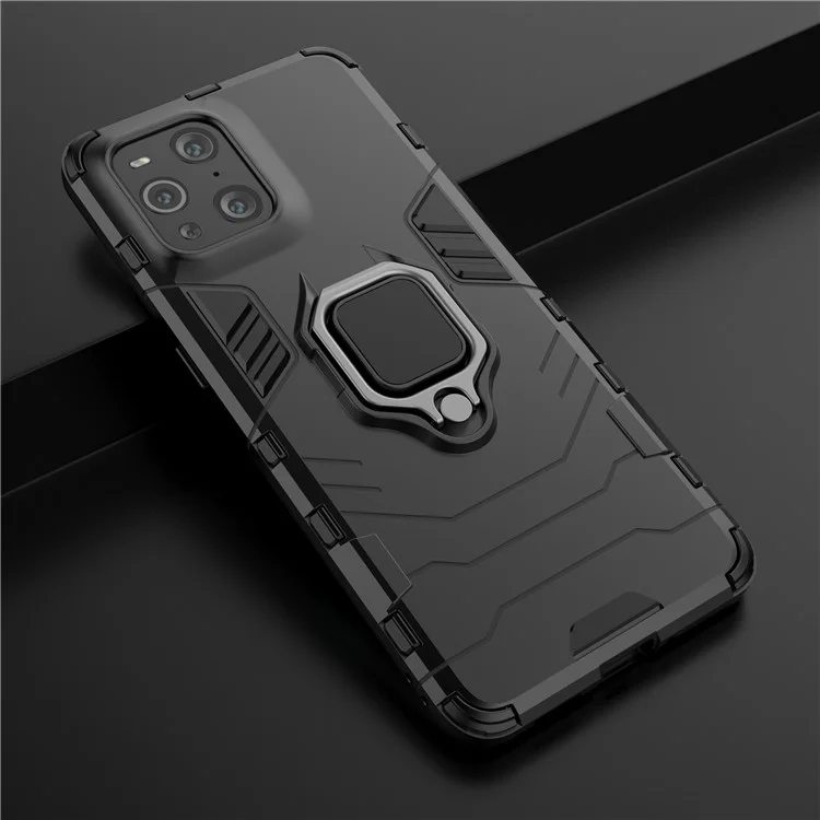 Custodia ibrida per telefono Cool Guard PC + TPU Combo Kickstand per Oppo Find X3/X3 Pro - Nera