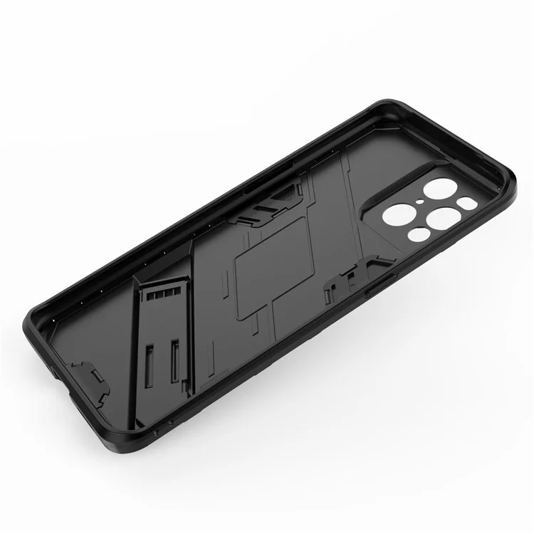 Custodia ibrida in PC + TPU anti-caduta con supporto per telefono per Oppo Find X3/X3 Pro - Nero