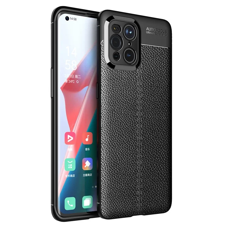 Custodia morbida in TPU con texture di lichi per Oppo Find X3 / X3 Pro - Nero