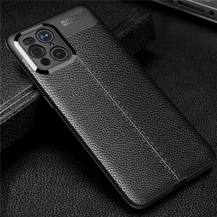 Custodia morbida in TPU con texture di lichi per Oppo Find X3 / X3 Pro - Nero