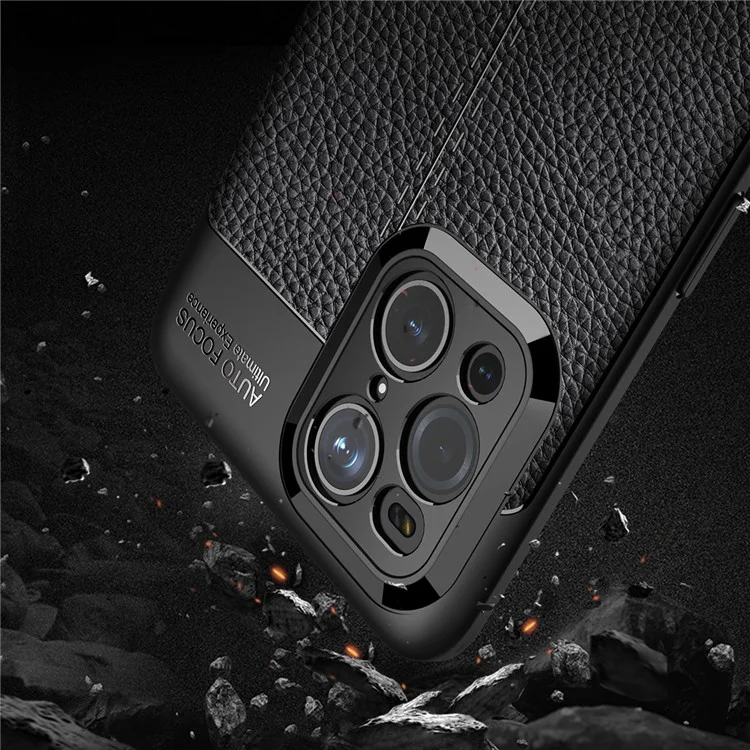 Custodia morbida in TPU con texture di lichi per Oppo Find X3 / X3 Pro - Nero
